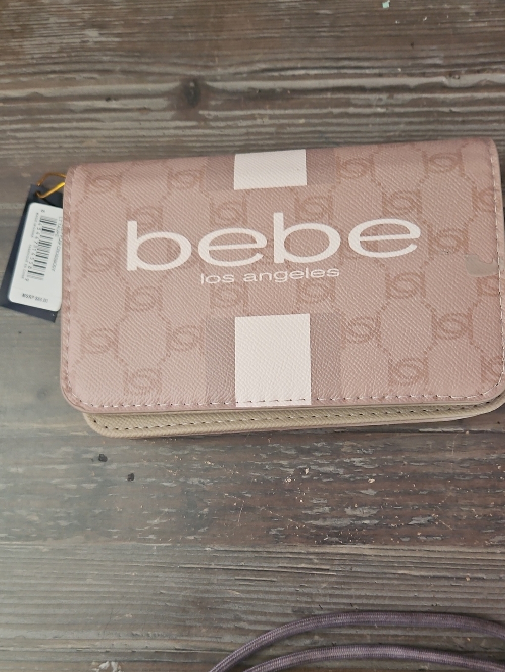 bebe Pink Logo Zip Wallet